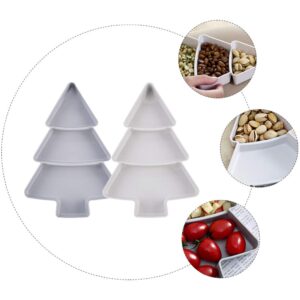 TOYANDONA 2Pcs Christmas Plates Christmas Tree Shape Fruit Appetizer Trays Xmas Snack Dessert Serving Platter Tray Cookies Candy Container for Holiday Party Decorations