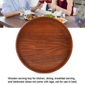 Round Wood Serving Tray Tea Coffee Snack Food Meals Serving Tray Anti Slip Brown Wooden Plate Dishes Water Drink Platter with Raised Edges 8.27 inches (21x21cm)