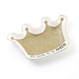 enesco our name is mud gold glitter crown tray