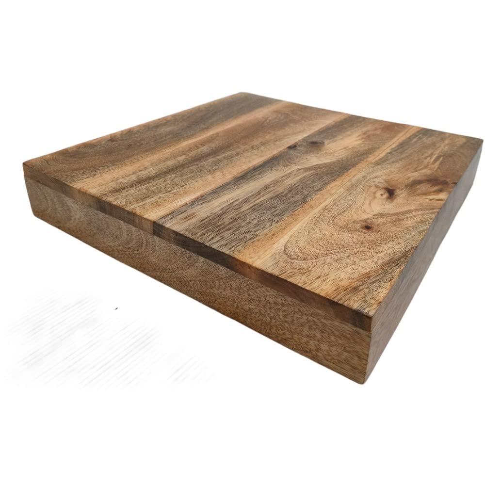 Natural Brown Wood Large Square Shaped Rustic Wooden Serving Tray Farmhouse Decor Square Top Breakfast Trays Tea Cheese Board Coffee Table