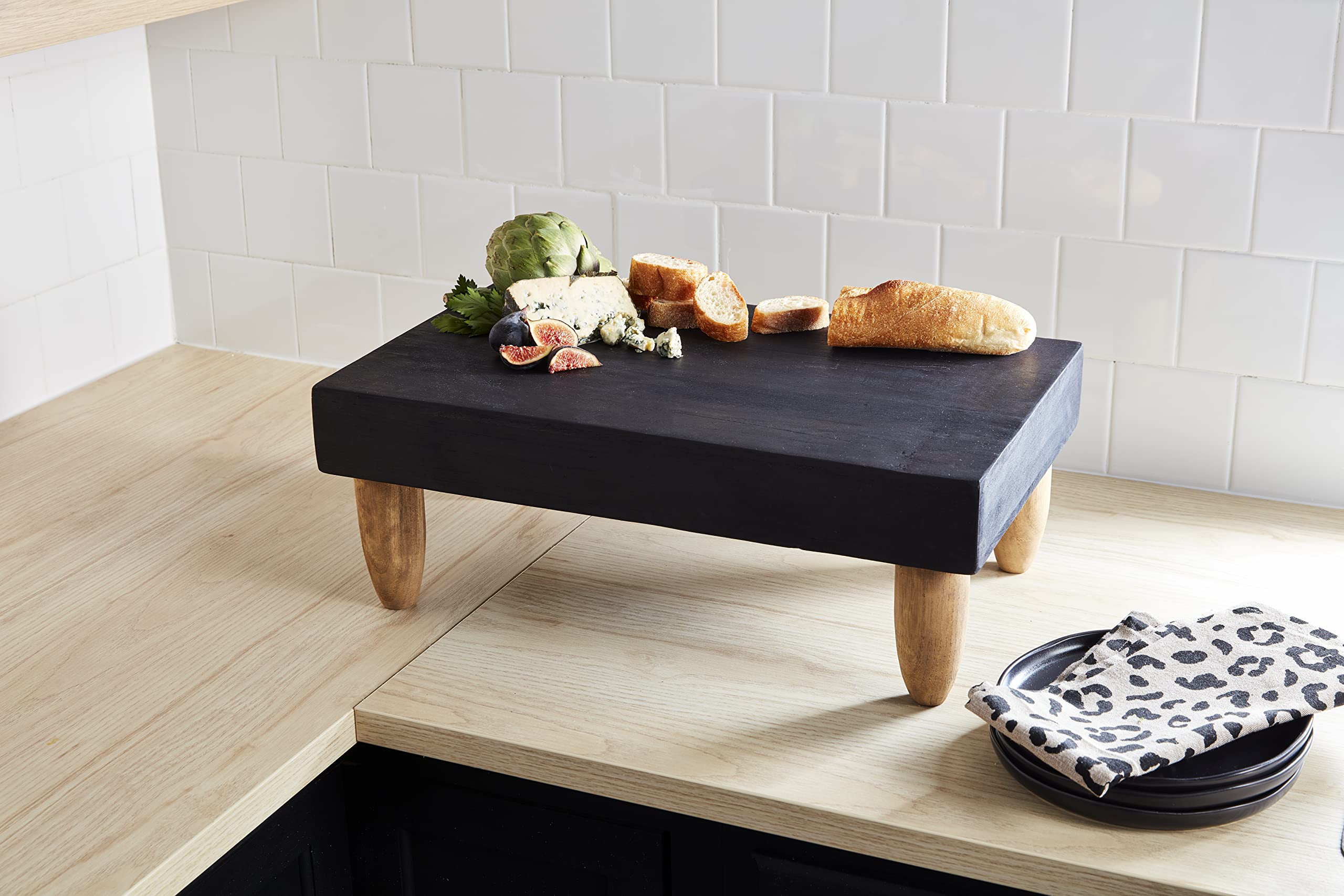 Mud Pie Black Footed Serving Board, 12 1/2" X 20 1/4"