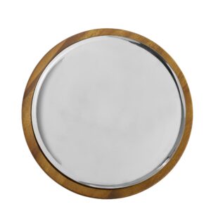 nambé vie bar tray | 14 d | decorative round metal serving tray | organizer for jewelry, makeup, candle, toiletry, kitchen tableware, serving dish plate for home, bar, caf | stainless steel