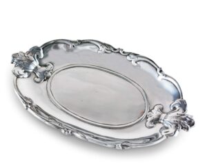 arthur court aluminum fleur-de-lis oval tray, 13 x 8 inch - elegant emblem design, versatile for any occasion, freezer & oven safe