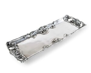 arthur court designs aluminum fleur-de-lis oblong tray food serving 17 inch x 6 inch