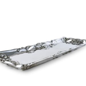 Arthur Court Designs Aluminum Fleur-De-Lis Oblong Tray Food Serving 17 inch x 6 inch