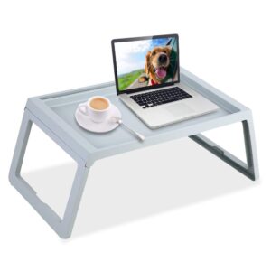 bed tray table breakfast serving tray with foldable legs for sofa, bed, food eating, working, used as laptop desk snack tray bed tray for eating reading working laptop tray in bed sofa blue