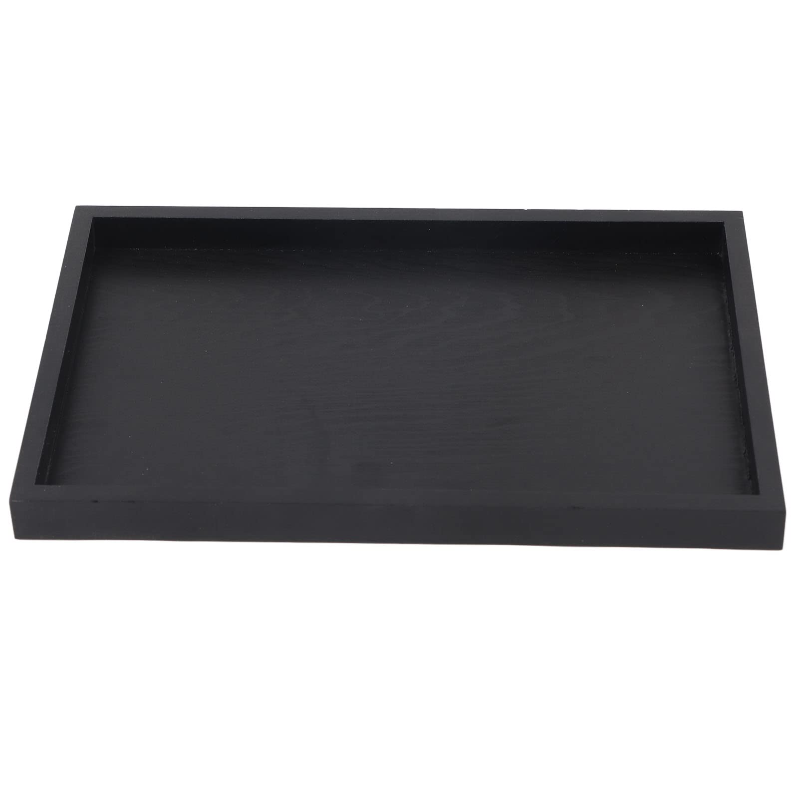 Leftwei Food Serving Tray, Wooden Serving Tray Black Wood Rectangle Food Tray Butler Tray Breakfast Tray with Handles for Restaurants Coffee Shops Canteens (25 * 18 * 2cm)