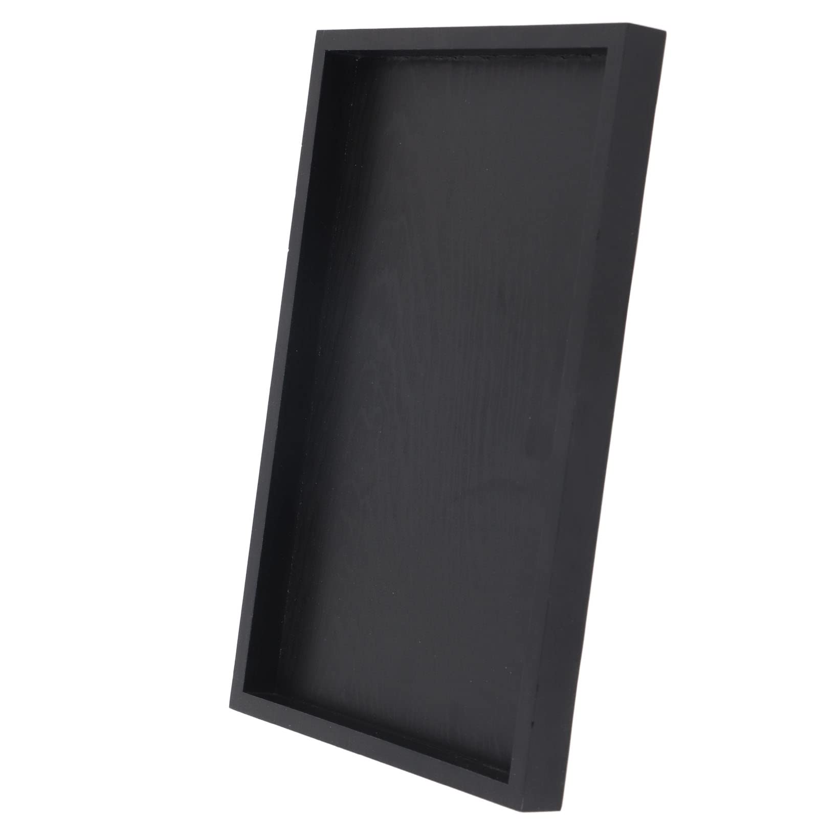 Leftwei Food Serving Tray, Wooden Serving Tray Black Wood Rectangle Food Tray Butler Tray Breakfast Tray with Handles for Restaurants Coffee Shops Canteens (25 * 18 * 2cm)