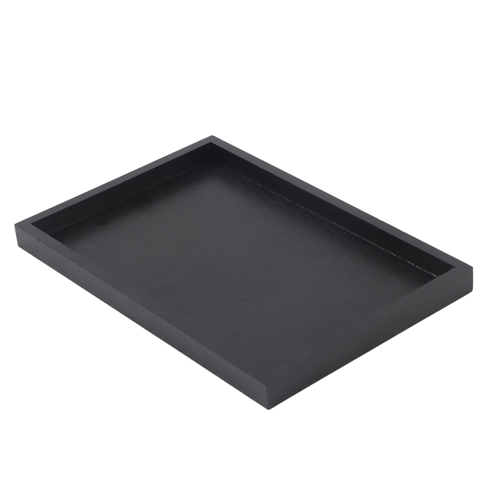 Leftwei Food Serving Tray, Wooden Serving Tray Black Wood Rectangle Food Tray Butler Tray Breakfast Tray with Handles for Restaurants Coffee Shops Canteens (25 * 18 * 2cm)