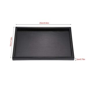 Leftwei Food Serving Tray, Wooden Serving Tray Black Wood Rectangle Food Tray Butler Tray Breakfast Tray with Handles for Restaurants Coffee Shops Canteens (25 * 18 * 2cm)