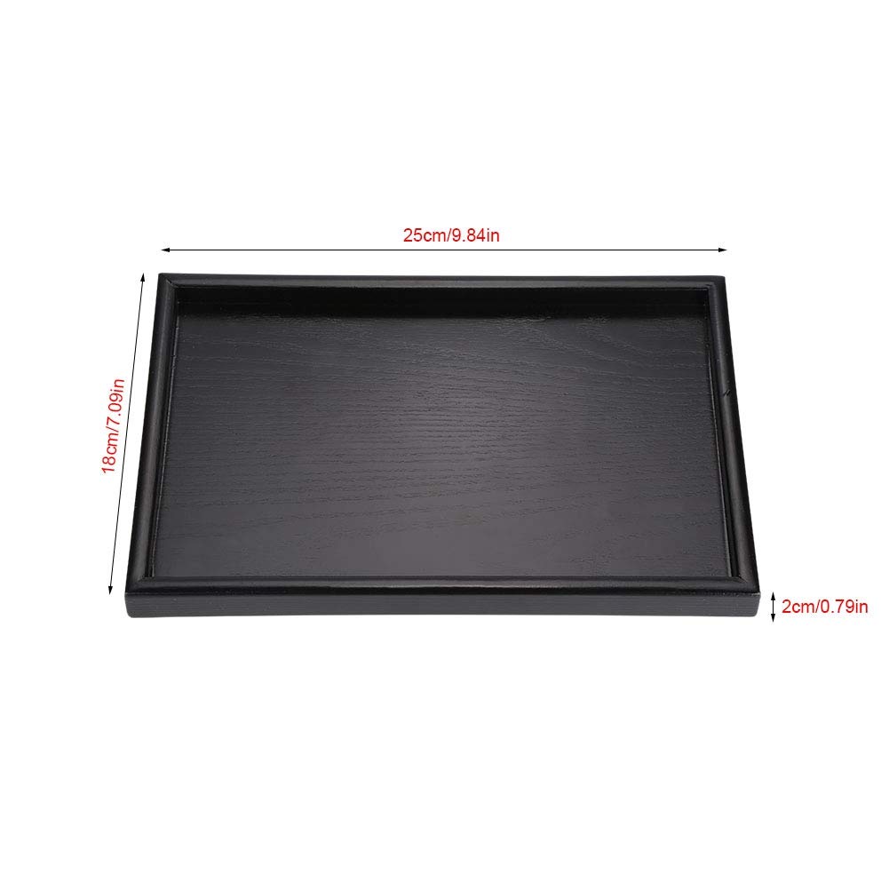 Leftwei Food Serving Tray, Wooden Serving Tray Black Wood Rectangle Food Tray Butler Tray Breakfast Tray with Handles for Restaurants Coffee Shops Canteens (25 * 18 * 2cm)