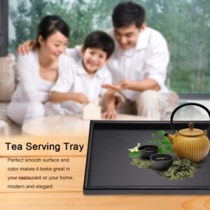 Leftwei Food Serving Tray, Wooden Serving Tray Black Wood Rectangle Food Tray Butler Tray Breakfast Tray with Handles for Restaurants Coffee Shops Canteens (25 * 18 * 2cm)