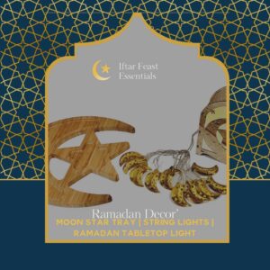 Eid Gift Crescent Moon Star Tray, Eid Décor, Eid Party Platter, Iftar Décor, Appetizer Serving Tray Party Serving Tray Wooden Tray for Stones, Wooden Tray (3 Pcs/Set)