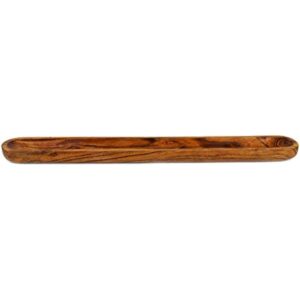 Hand-Carved Acacia Wood Long Olive Tray Canoe Style Perfect for Dinner Rolls, or as a Table Centerpiece
