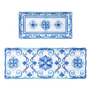 le cadeaux melamine 10 x 5 inch biscuit tray and 15 x 6 inch baguette tray serving set, mallorca