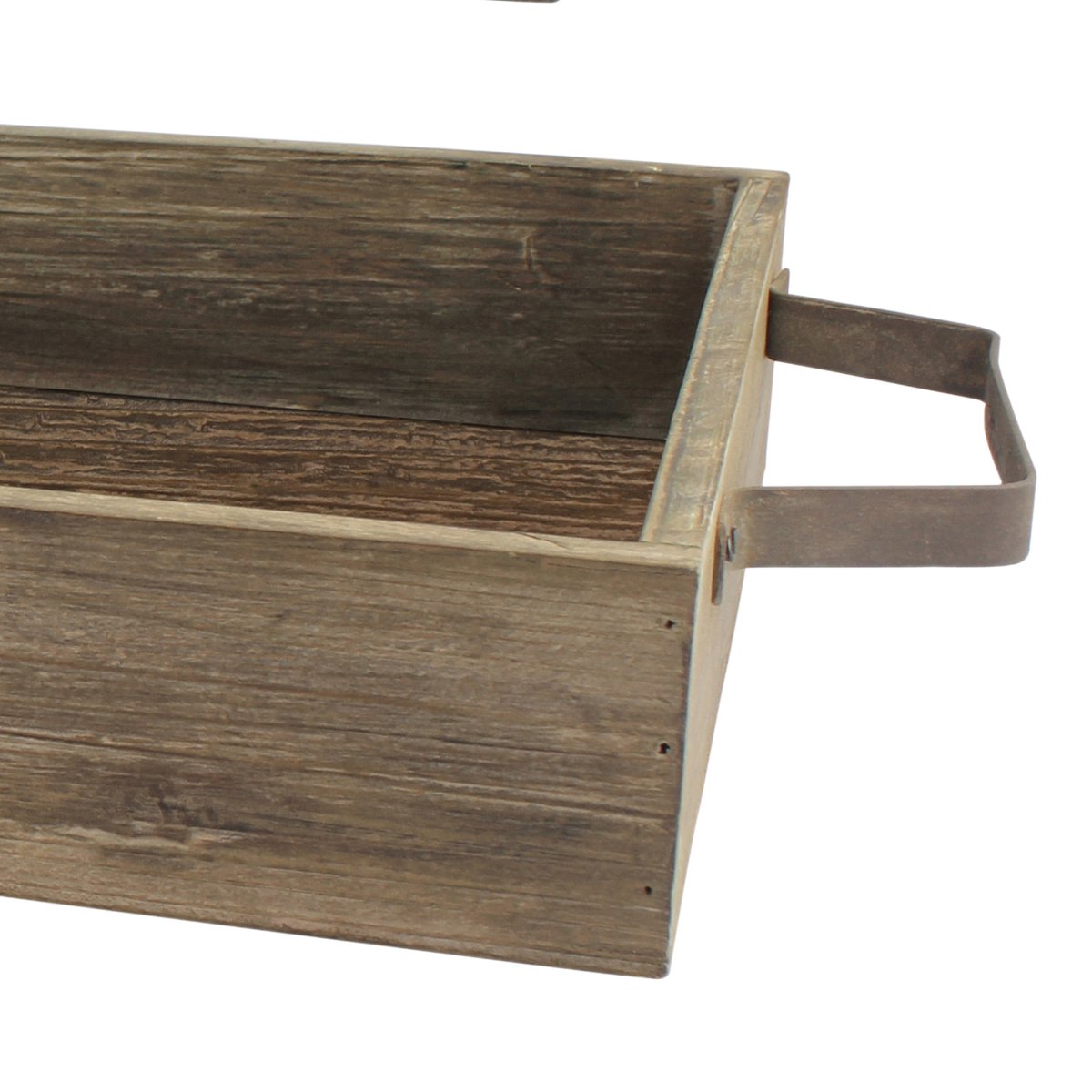 Stonebriar Nesting Wooden Rectangle Serving Tray Set with Metal Handles, Rustic Brown Wood Butler Trays, For Serving Food and Drink, a Unique Coffee Table Centerpiece, or Desk Organizer for Documents