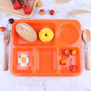 Cabilock Unbreakable Divided Plates, 5- Compartment Tray Section Plates Food Storage Tray Serving Platter, Microwave Dishwasher Safe, BPA Free, Lightweight, Orange