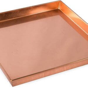 Oakestry 10-in Square Tray Handmade from Stainless Steel with a Copper Plated Finish Multipurpose Tray with Classic and Rustic Look, Copper