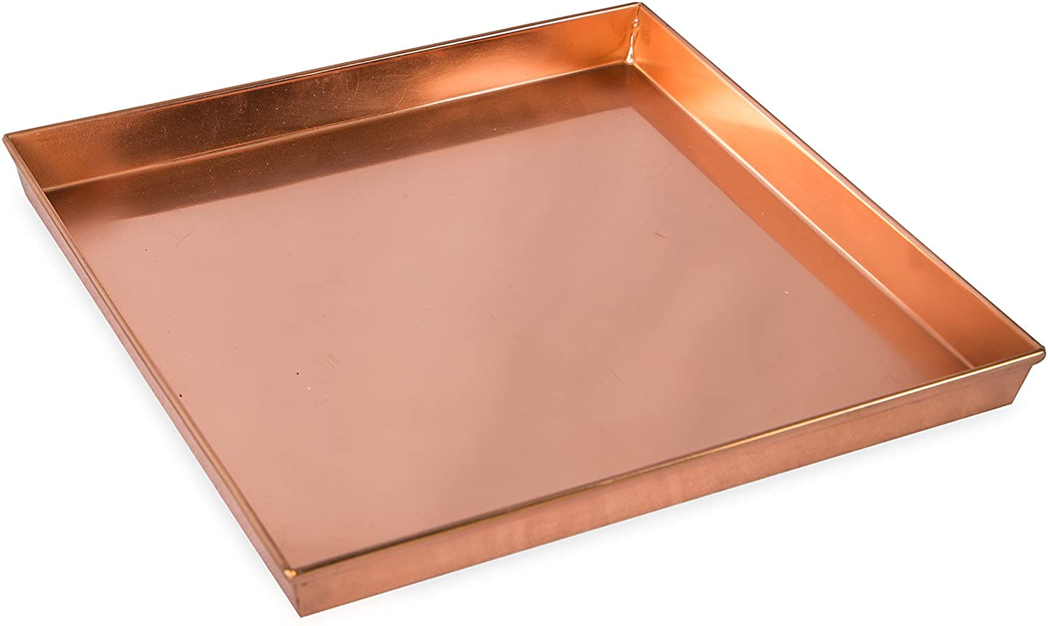 Oakestry 10-in Square Tray Handmade from Stainless Steel with a Copper Plated Finish Multipurpose Tray with Classic and Rustic Look, Copper