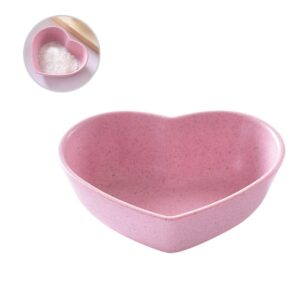 doitool 4pcs cute heart shaped seasoning dish wheat straw love sauce dish condiment dishes sushi soy dipping bowl snack serving dish for wedding valentines day party decoration pink