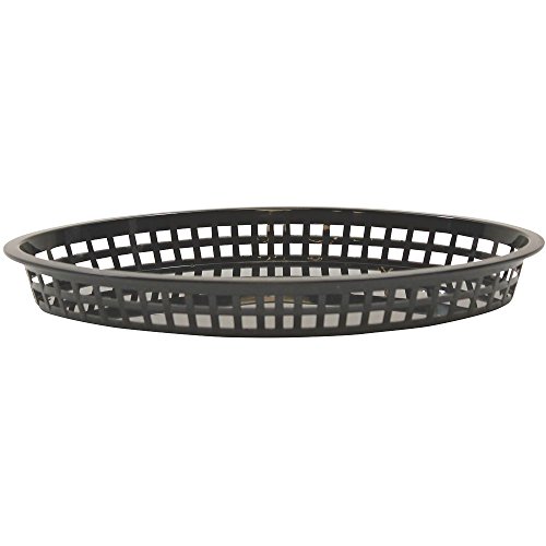 TableCraft 1086BK 12-3/4" Black Oval Texas Platter Basket (Pack of 12)