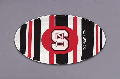 Magnolia Lane NC State University Wolfpack Football Oval Striped Platter, 12.25-inch Length, Melamine, Kitchen Accessories