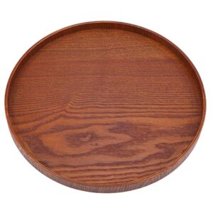 Round Serving Tray, Natural Wood Food Tray for Breakfast, Tea, Coffee Table and Dining Table