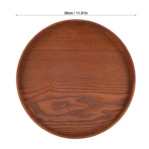 Round Serving Tray, Natural Wood Food Tray for Breakfast, Tea, Coffee Table and Dining Table