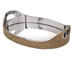 godinger rope round platter stainless steel serving tray with handles