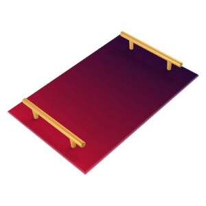 decorative tray with handles burgundy red gradient serving tray vanity trays for bathroom counter kitchen farmhouse coffee table jewelry perfume