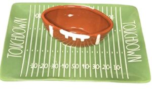 rae dunn by magenta touchdown football themed ceramic chip & dip tray 10”x 7"