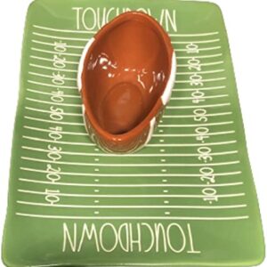 Rae Dunn by Magenta TOUCHDOWN Football Themed Ceramic Chip & Dip Tray 10”x 7"