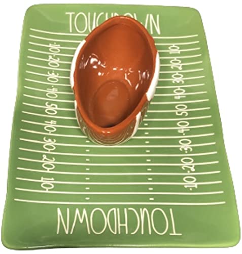 Rae Dunn by Magenta TOUCHDOWN Football Themed Ceramic Chip & Dip Tray 10”x 7"