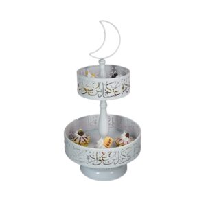 ramadan metal serving tray moon decor trays cookies dessert display plate serving tower tray eid double-layer pastry tray islam muslim al-fitr iftar party crescent iron platters table decor type 6