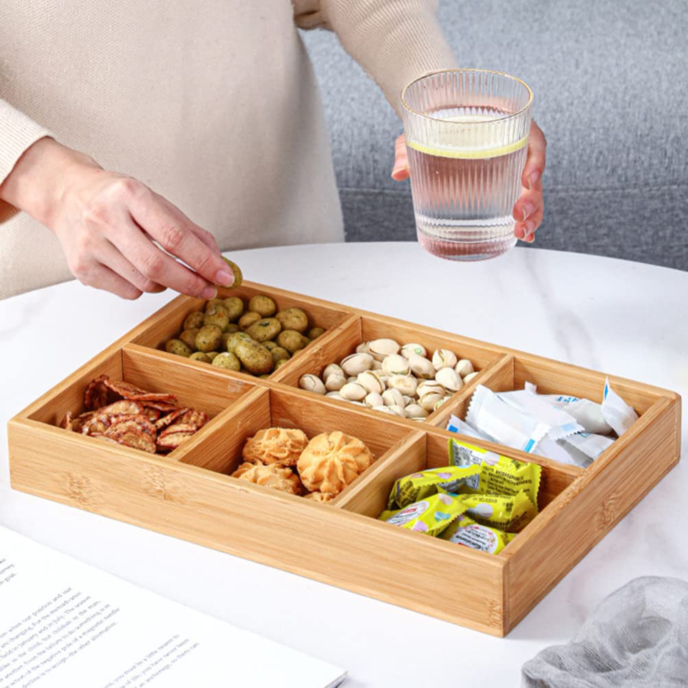 Cabilock Tea Bag Organizer Divided Serving Tray Compartment Snack Bowl Appetizer Platter Veggie Dish Sectional Storage Organizer Plate for Fruit Candy Nut Dessert Charcuterie Tea Organizer