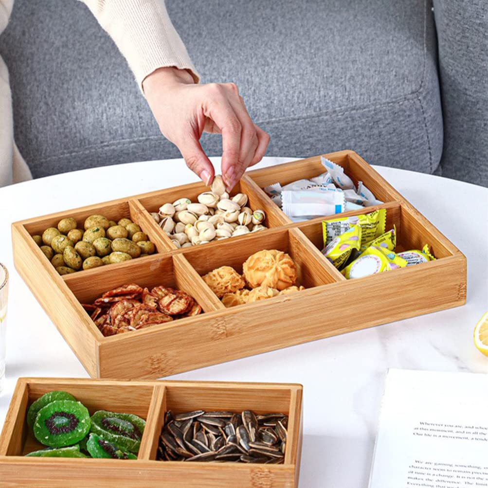 Cabilock Tea Bag Organizer Divided Serving Tray Compartment Snack Bowl Appetizer Platter Veggie Dish Sectional Storage Organizer Plate for Fruit Candy Nut Dessert Charcuterie Tea Organizer