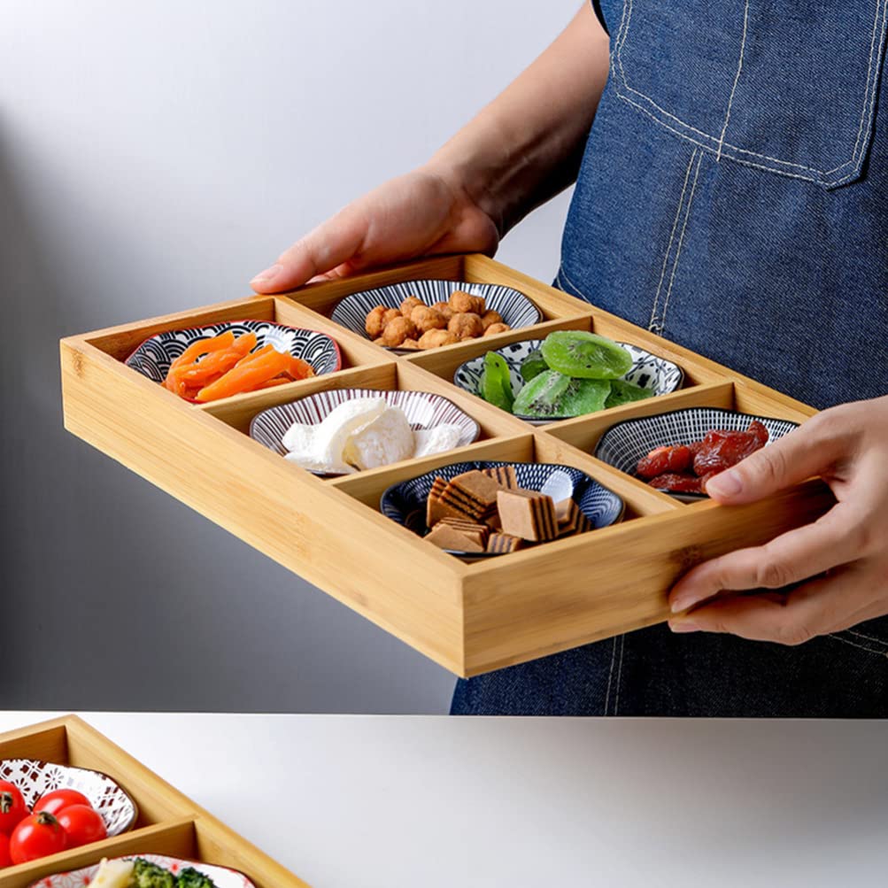 Cabilock Tea Bag Organizer Divided Serving Tray Compartment Snack Bowl Appetizer Platter Veggie Dish Sectional Storage Organizer Plate for Fruit Candy Nut Dessert Charcuterie Tea Organizer