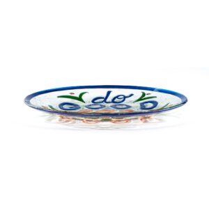 DEMDACO Do Good Eat Good Blue and Orange 11 Inch Fused Glass Round Serving Plate Platter