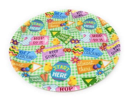 Ja'cor Round Easter Serving Platter 13.5" Large Melamine Platters Trays Reusable Plastic Plates for Parties Entertaining, BPA Free Decorative Easter Eggs Design Kichen Dinnerware