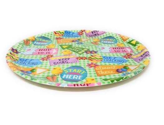 Ja'cor Round Easter Serving Platter 13.5" Large Melamine Platters Trays Reusable Plastic Plates for Parties Entertaining, BPA Free Decorative Easter Eggs Design Kichen Dinnerware