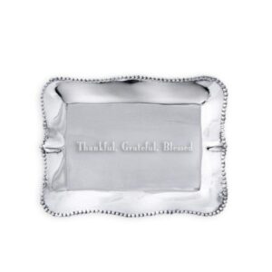 beatriz ball giftables pearl rect engraved tray- thankful, grateful, blessed