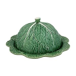bordallo pinheiro green cabbage earthenware round cheese tray