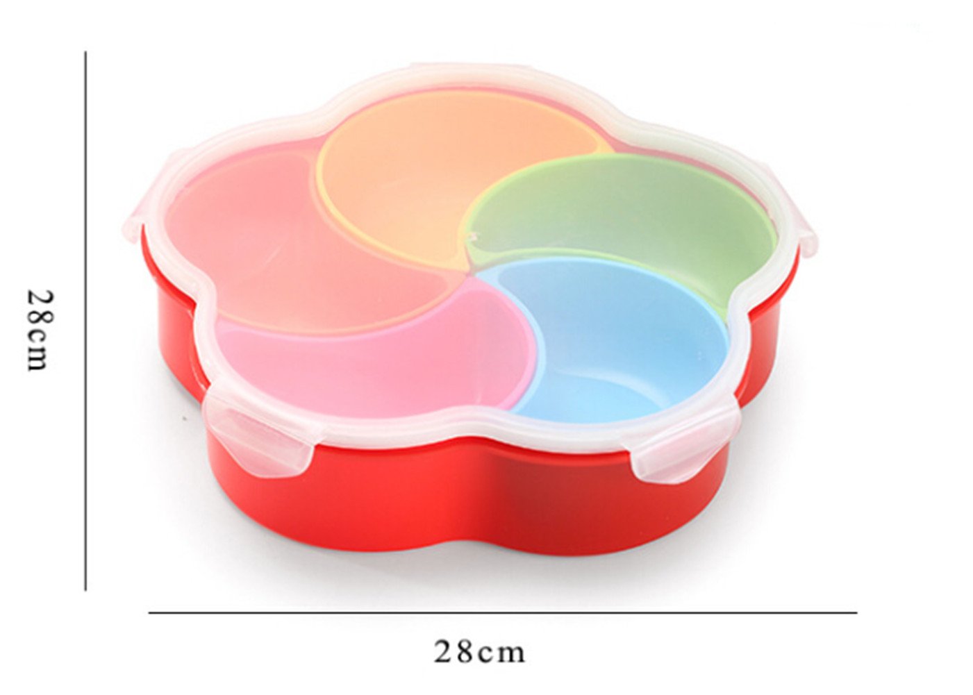 Emoyi Plastic Decorative Serving Trays Food Container with Lid and Removable Cup Appetizer Plates for Holiday Party and Kitchen