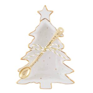 mud pie dip cup set, tree 6.5" x 4.75" white and gold, 48500157t
