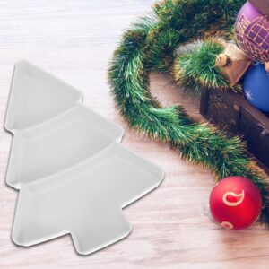 Tofficu Creative Christmas Tree Shape Serving Platter Fruit Plate Household Plastic Nuts Snacks Plates Portable Dishes Serving Tray for Xmas Holiday Party (White)