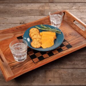 Wonder-ful Gifts Serving Tray with Chessboard - Chess and Checkers Pieces Included