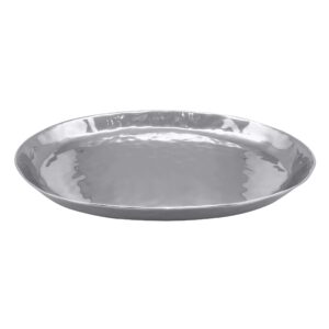 mariposa, bowls & platters dinnerware & serveware, large oval tray, shimmer silver