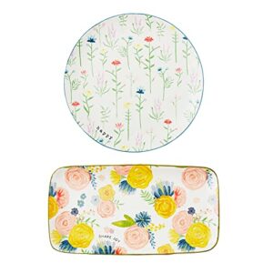 Mud Pie Floral Platter, Round, 12" dia