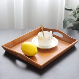 qiguch66 Display Mold,Retro Wooden Rectangular Serving Tray Fruit Food Snack Plate Kitchen Supplies - Light Color