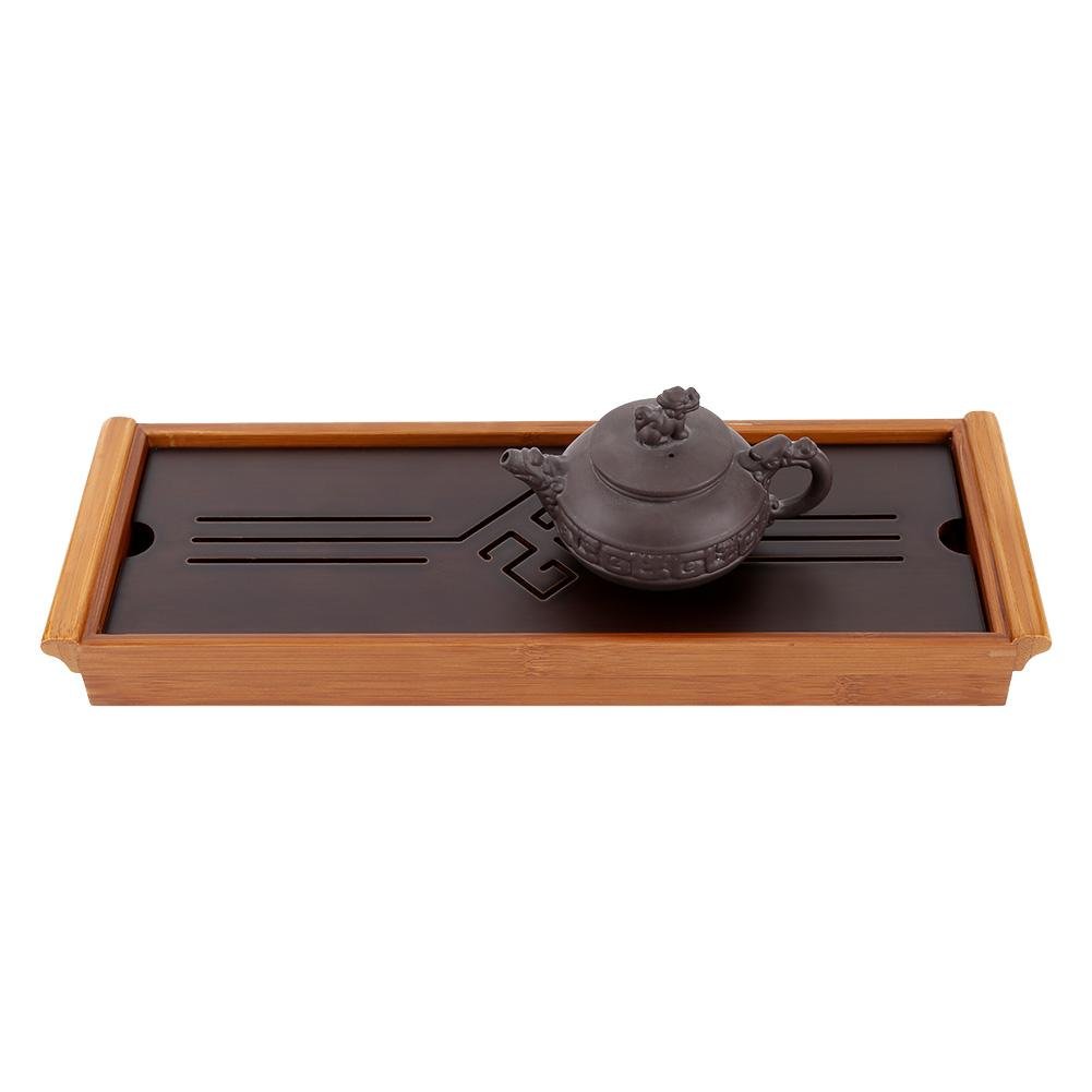 Bamboo Tea Tray, Traditional Chinese Style Serving Tray with Reservoir Type Water Storage Box for Home Office Teahouse Kung Fu Tea Accessory